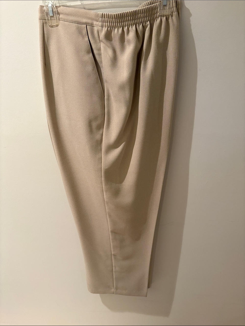 Alfred Dunner Beige Elastic-Waist Trousers for Women